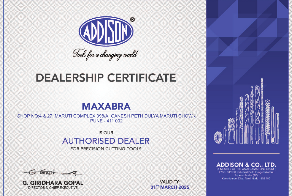 Addison Dealer Certificate