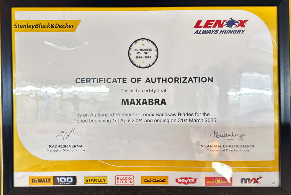 lenox Dealer Certificate